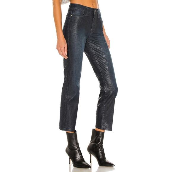 Frame Le High Straight Jeans Lizard Coated Size 24 - Picture 2 of 7
